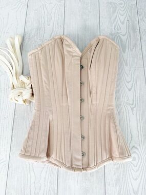 Corset Story 100% Cotton Corset Lace Up Metal Hooks 20”